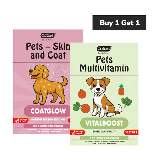 Cature Care by Nature Coatglow & Vitalboost Dissolving Oral Strips for Dogs and Cats (Buy 1 Get 1)