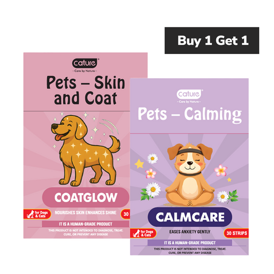 Cature Care by Nature Coatglow & Calmcare Dissolving Oral Strips for Dogs and Cats (Buy 1 Get 1)
