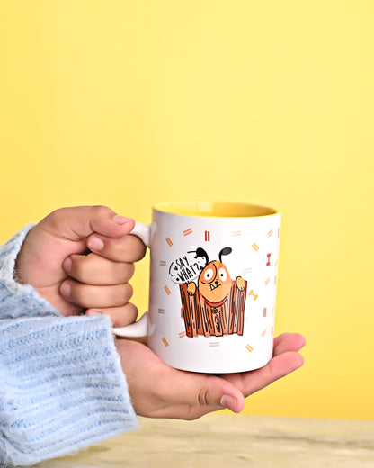 Furry Tales Buggy Say What Ceramic Coffee Mug (White)