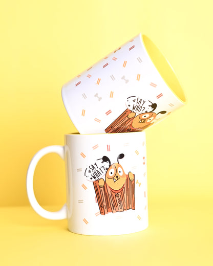 Furry Tales Buggy Say What Ceramic Coffee Mug (White)