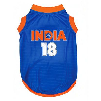 Pawsindia Round Neck Indian Cricket Jersey for Cats