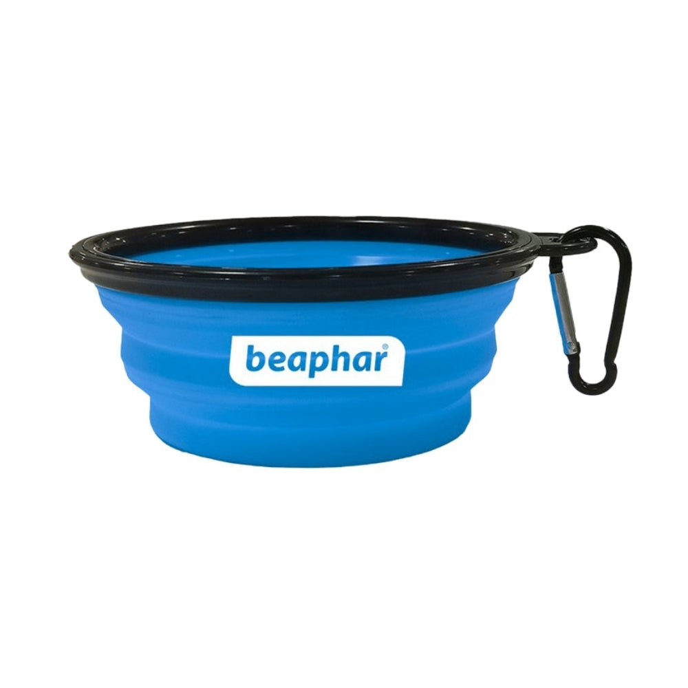 Beaphar Foldable Travel Silicon Bowl for Dogs and Cats (Blue)