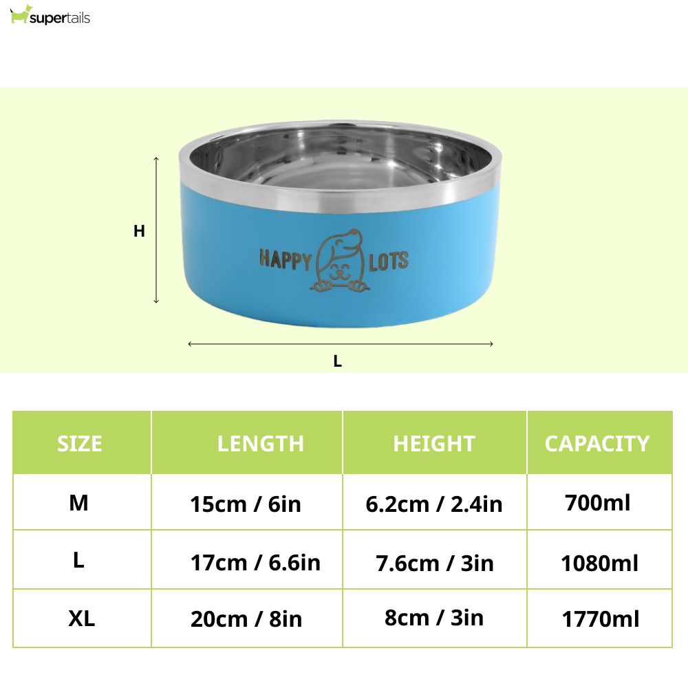 The Happy Lots Double Wall Bowl With Anti Skid Base for Dogs and Cats (Sky Blue)
