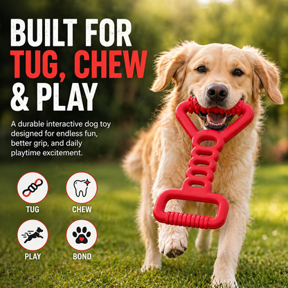 Talking Dog Club Tug Off Natural Rubber Chew Toy for Dogs (Red)