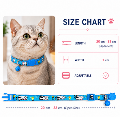 Talking Dog Club Everyday Collar with Unicorn Cat Bell for Cats (Blue)