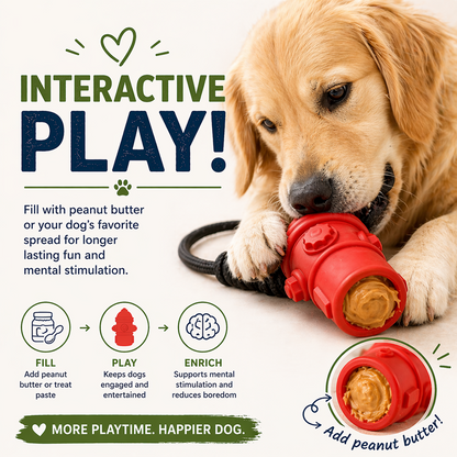 Talking Dog Club Sturdy Fire Hydrant Rubber & Rope Toy for Dogs (Red)