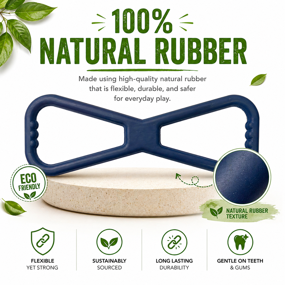 Talking Dog Club Sturdy Infinity Pull Natural Rubber Chew Toy for Dogs (Blue)