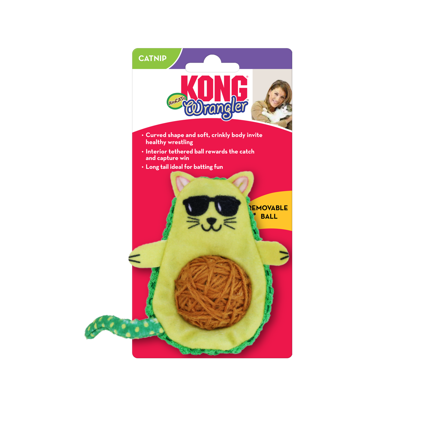 Kong Wrangler Avocato Toy for Cats (Green)