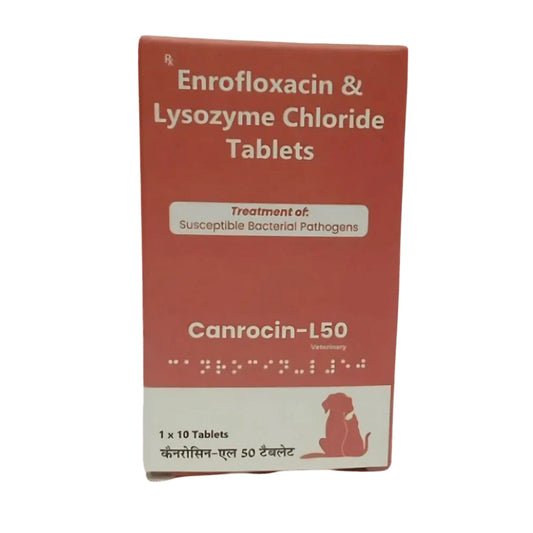 Wellcon Canrocin L 50mg Tablet (Enrofloxacin & Lysozyme) for Dogs and Cats