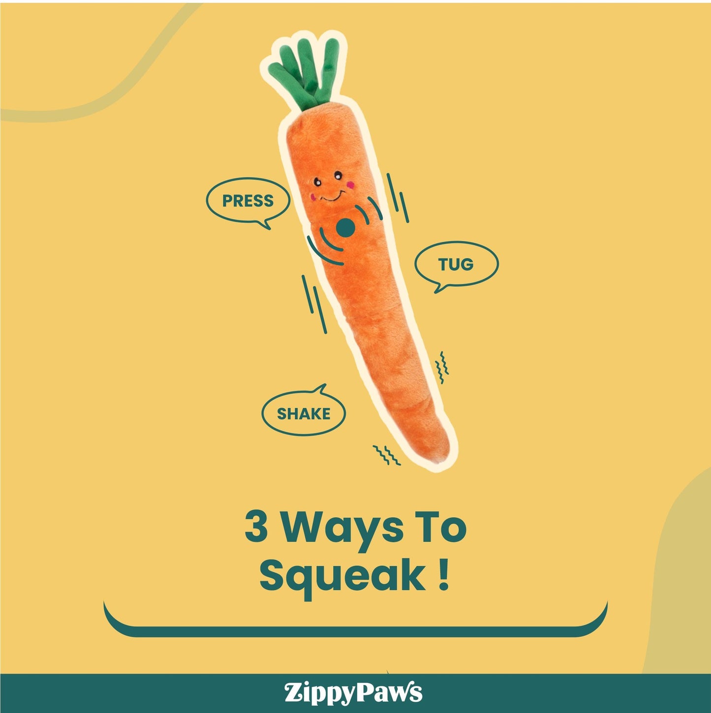 Zippy Paws Carrot Jigglerz Plush Toy for Dogs