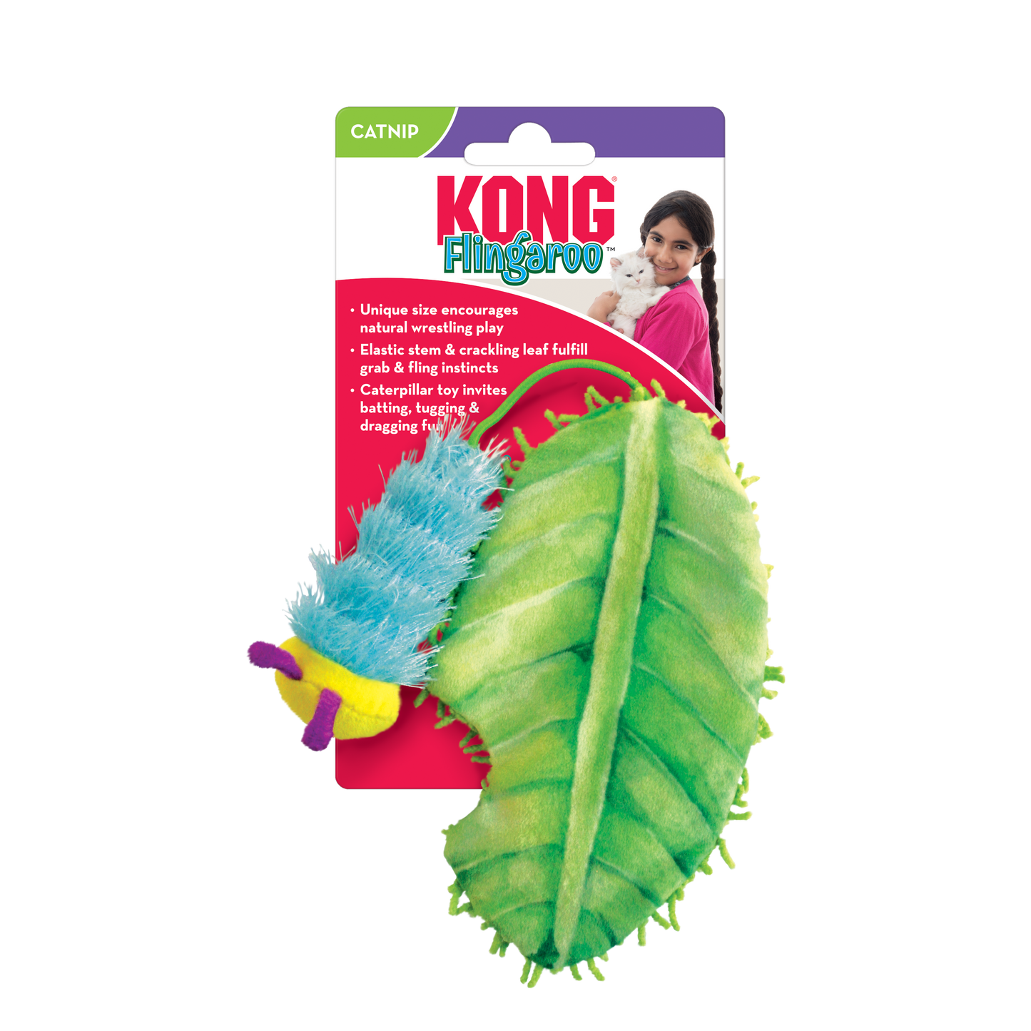 Kong Flingaroo Caterpillar Toy for Cats (Blue & Green)