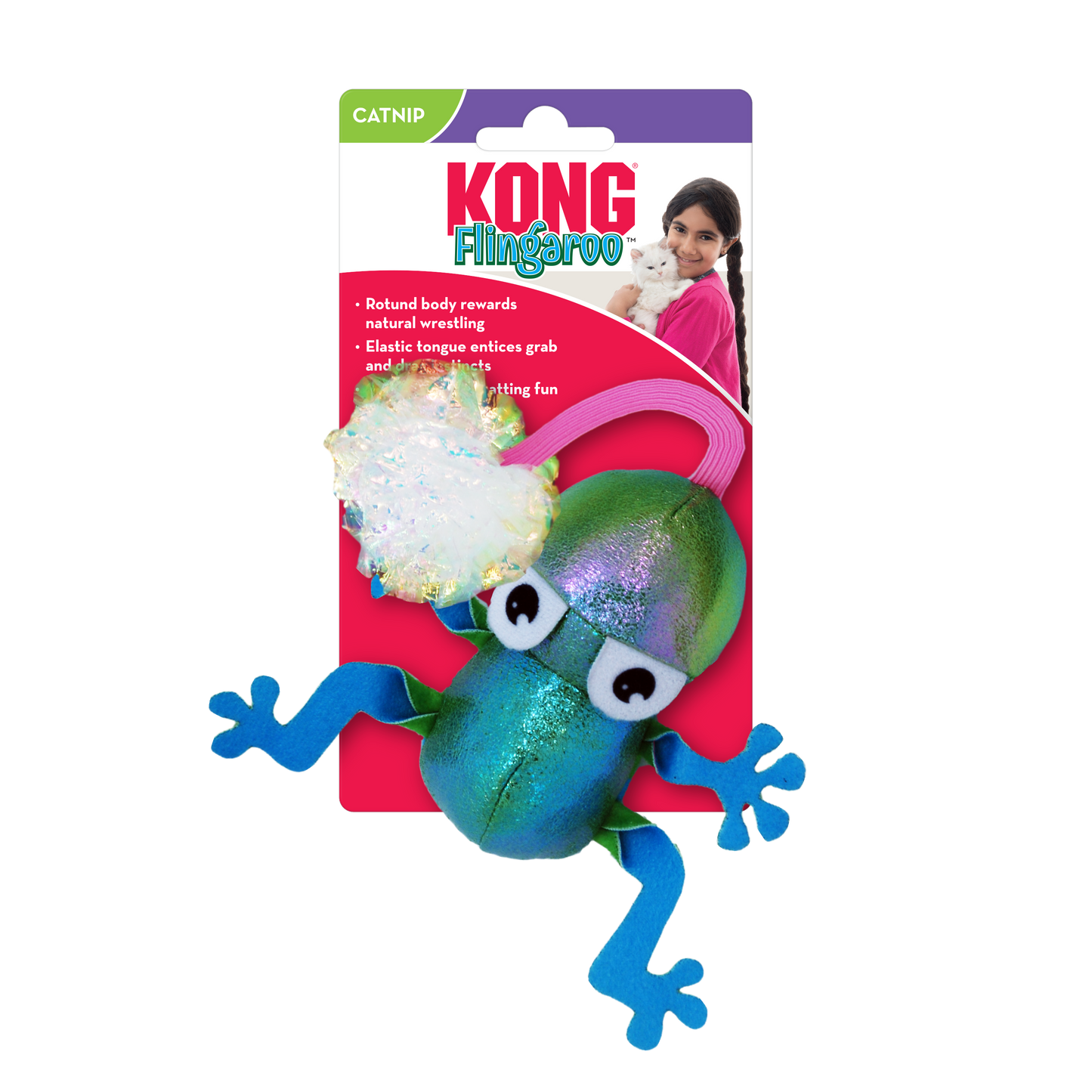 Kong Flingaroo Frog Toy for Cats (Blue)