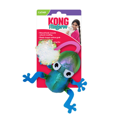 Kong Flingaroo Frog Toy for Cats (Blue)