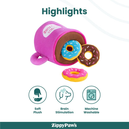 Zippy Paws Zippy Burrows Coffee and Donutz Plush Toy for Dogs