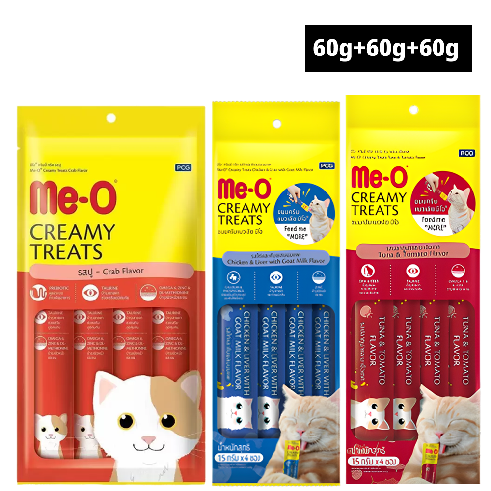 Me O Crab, Chicken, Liver, Goat, Milk, Tuna, Tomato Combo Creamy Treats Cat