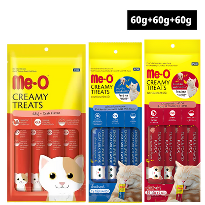Me O Crab, Chicken, Liver, Goat, Milk, Tuna, Tomato Combo Creamy Treats Cat