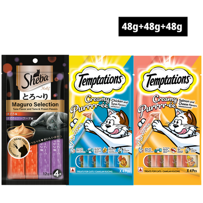Sheba Tuna and Prawn Melty, Chicken and Tuna Creamy and Salmon and Cheese Creamy Combo Cat