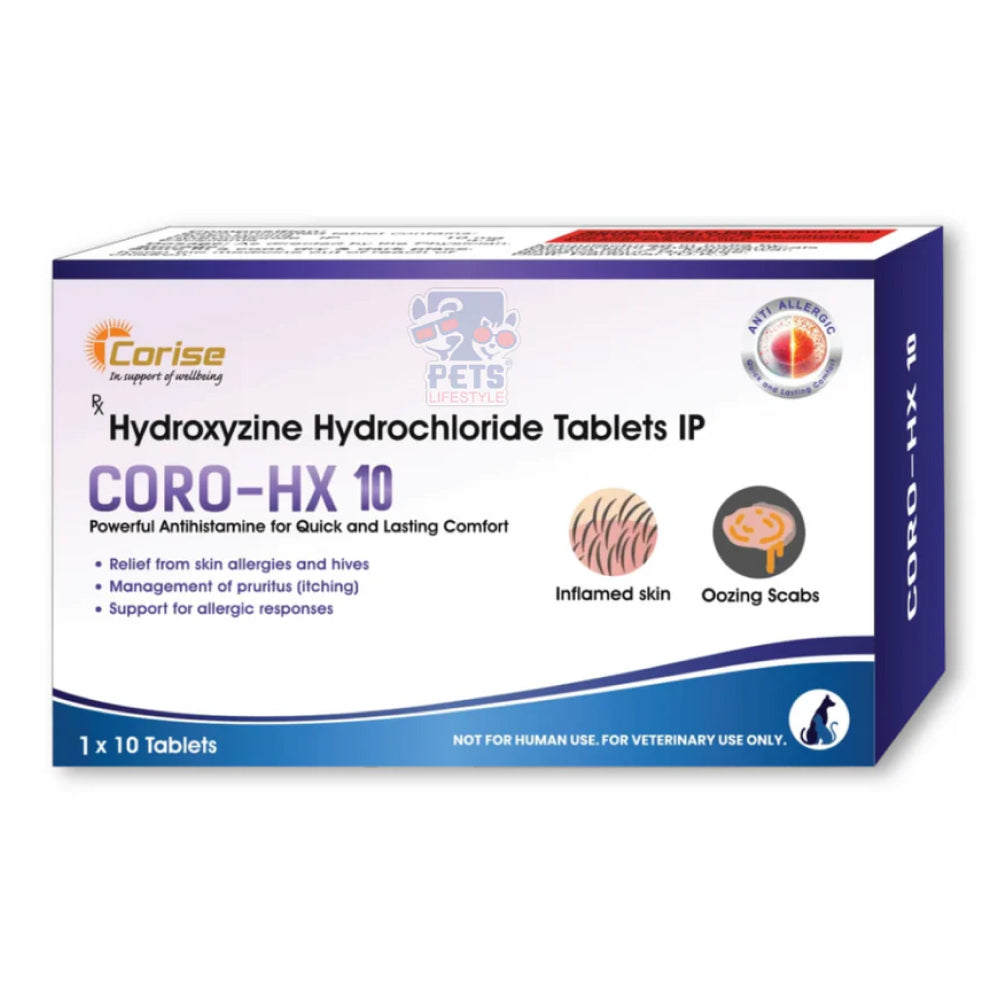 Corise Coro HX 10mg Tablet (Hydroxyzine Hydrochloride) for Dogs and Cats