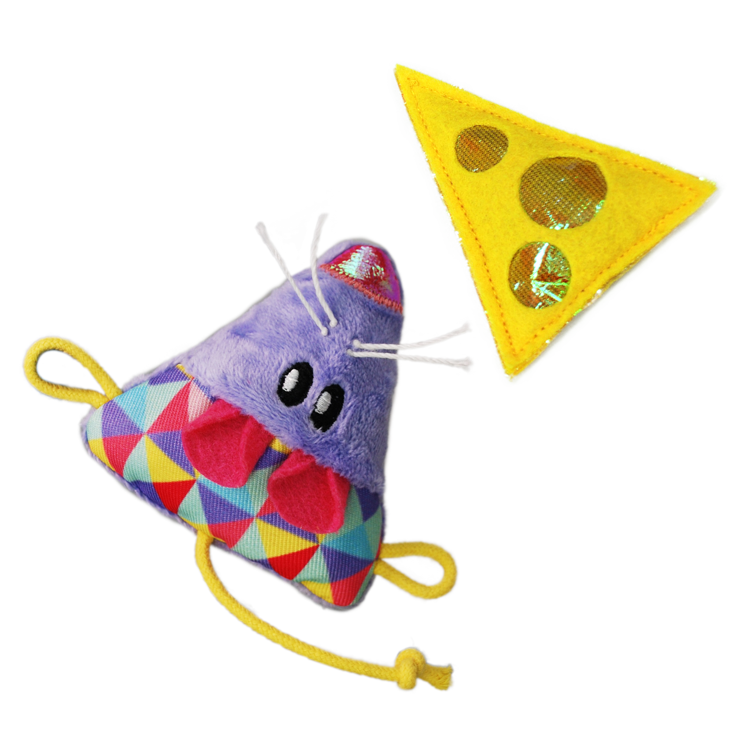 Kong Crackles & Cheez Mouse Toy for Cats (Purple & Yellow)