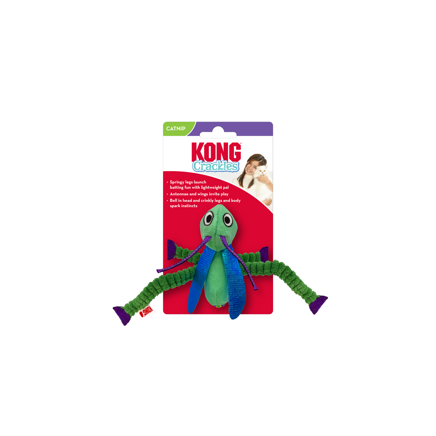 Kong Crackles Grasshopper Toy for Cats (Green)