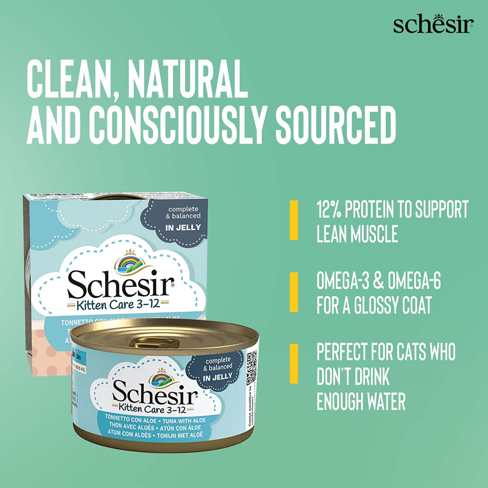Schesir Tuna Whole Meat and Rice with Aloe Vera in Jelly Cat Wet Food