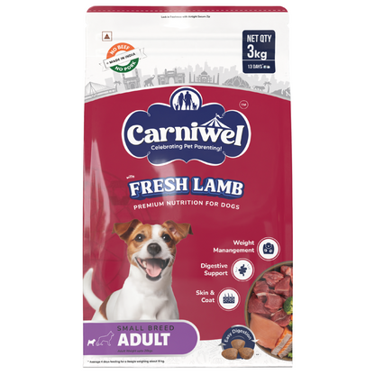 Carniwel Fresh Lamb Small Breed Adult Dog Dry Food and Fullr Mobility Support Soft and Chewy Stick Dog Treats