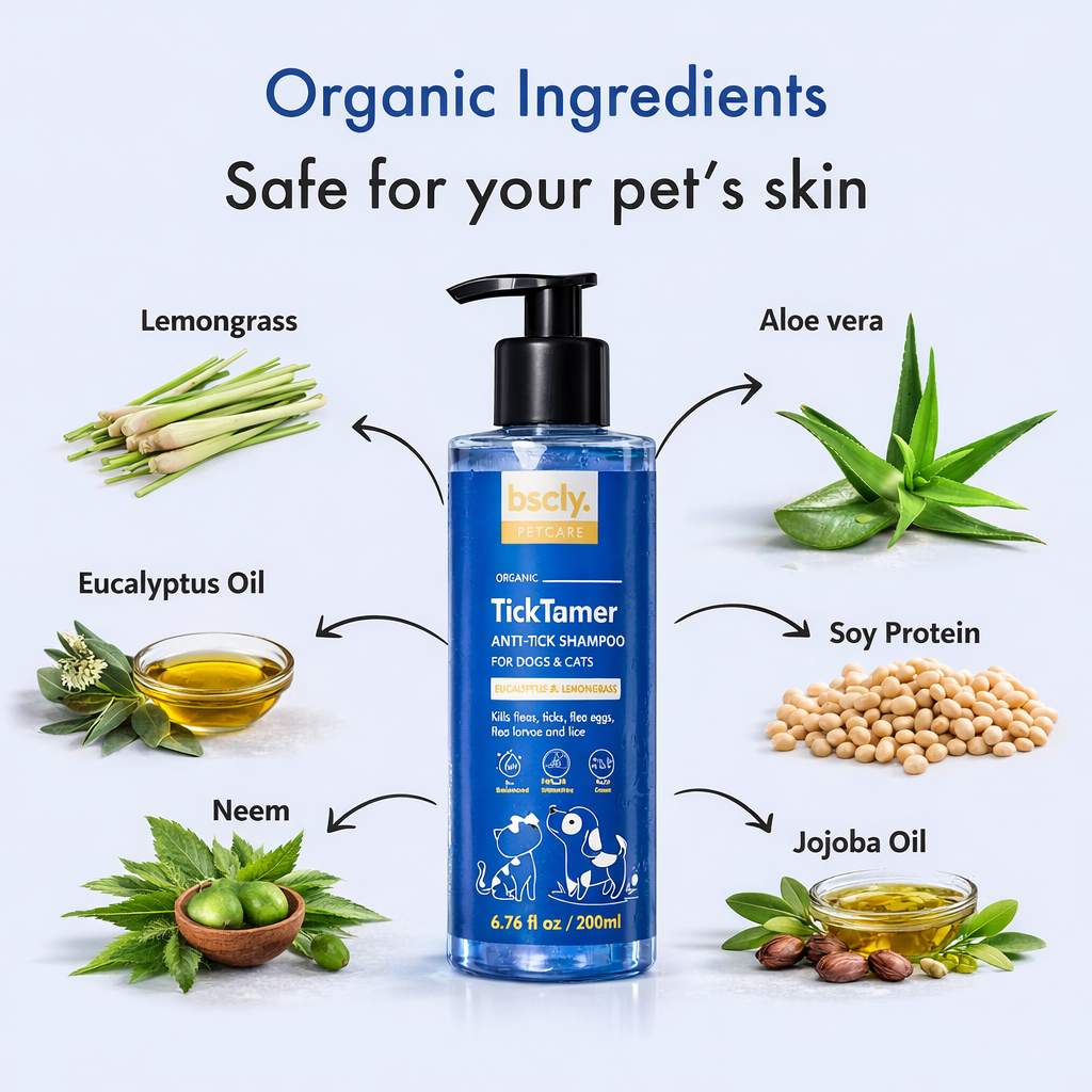 Bscly TickTamer Eucalyptus & Lemongrass Anti Tick Shampoo for Cats & Dogs