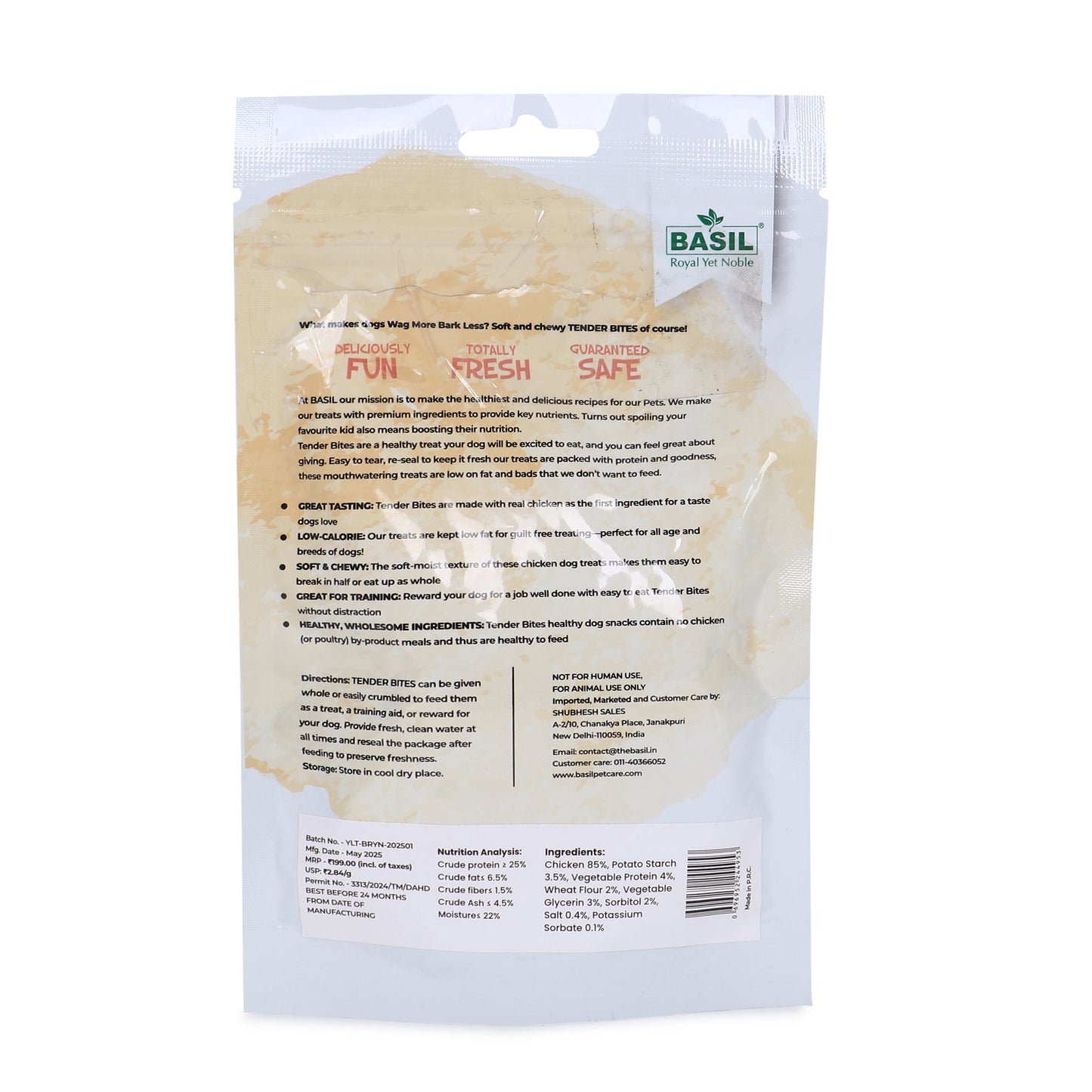 Basil Tender Diced Chicken Bites Strips Dog Treats