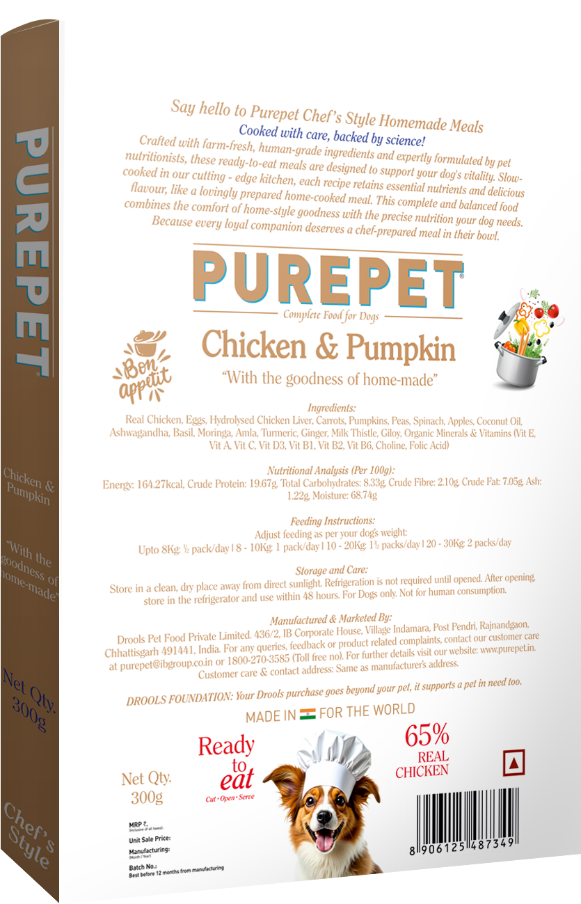 Purepet Pack of 7 Mutton, Chicken, Vegetable & Pumpkin Biryani Fresh Food for Dogs