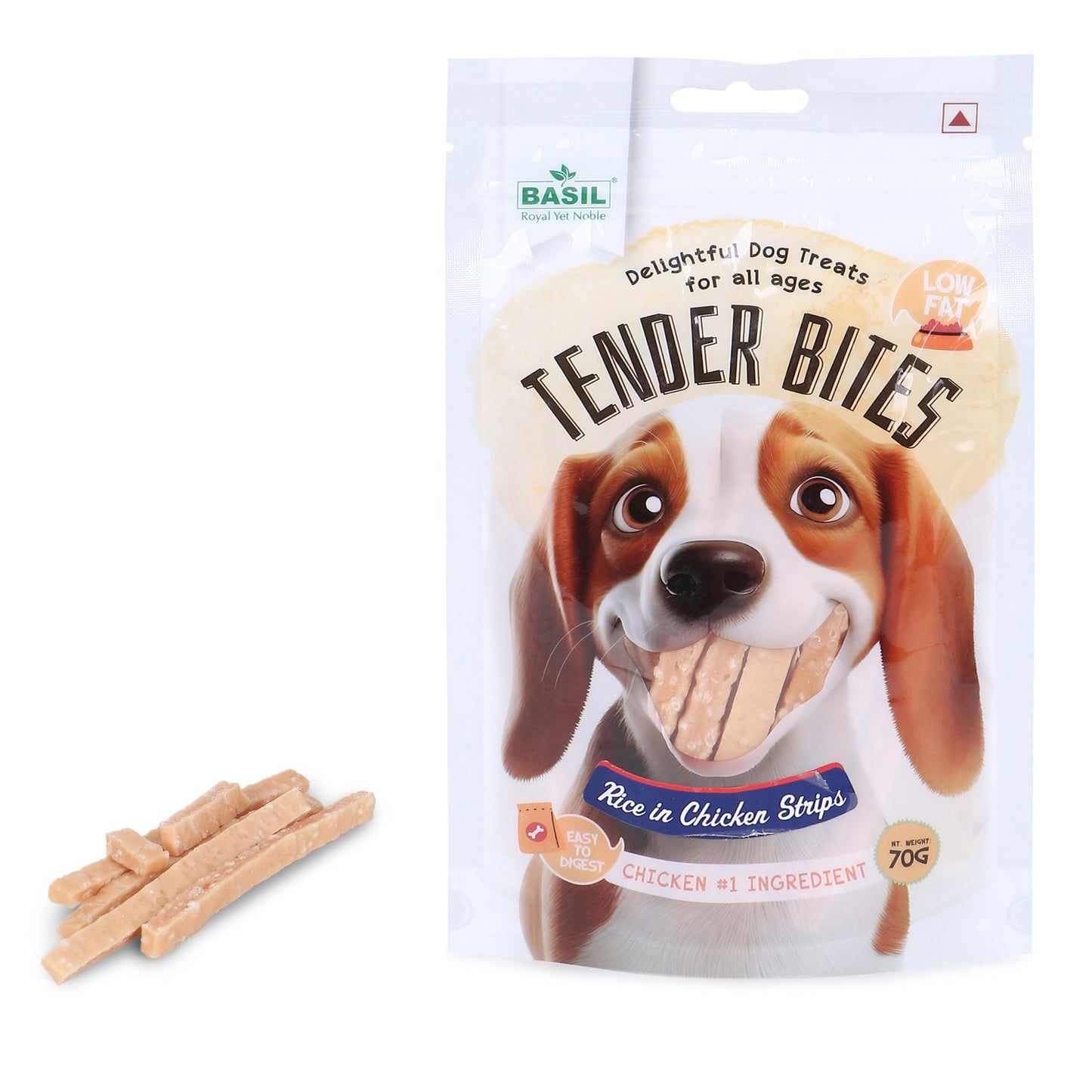 Basil Tender Bites Rice in Chicken Strips Dog Treats