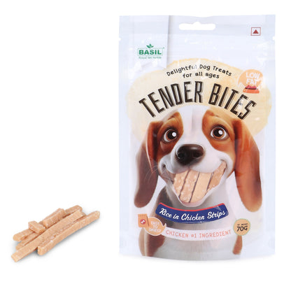 Basil Tender Bites Rice in Chicken Strips Dog Treats