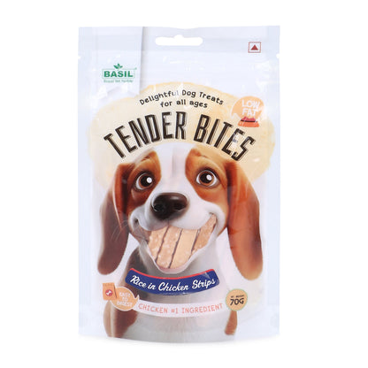 Basil Tender Bites Rice in Chicken Strips Dog Treats