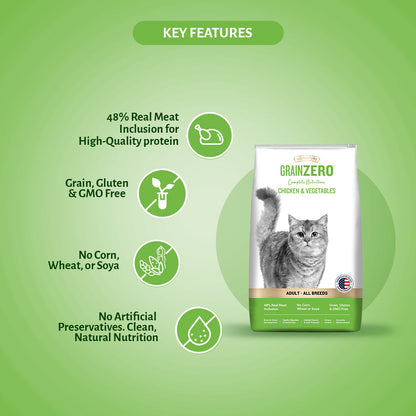 Signature Grain Zero Chicken & Vegetable Adult Cat Dry Food For All Breed