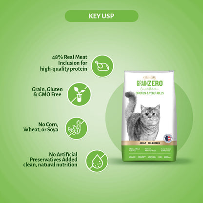 Signature Grain Zero Chicken & Vegetable Adult Cat Dry Food For All Breed