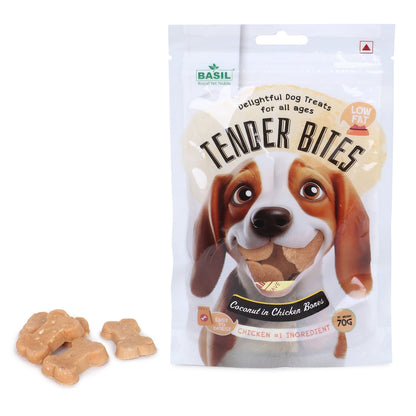 Basil Tender Bites Coconut in Chicken Bone Dog Treats