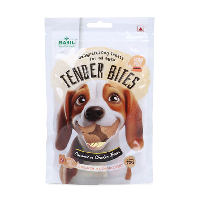 Basil Tender Bites Coconut in Chicken Bone Dog Treats