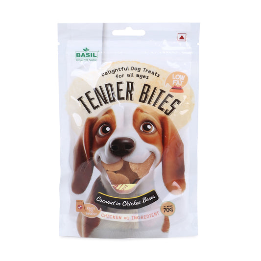 Basil Tender Bites Coconut in Chicken Bone Dog Treats
