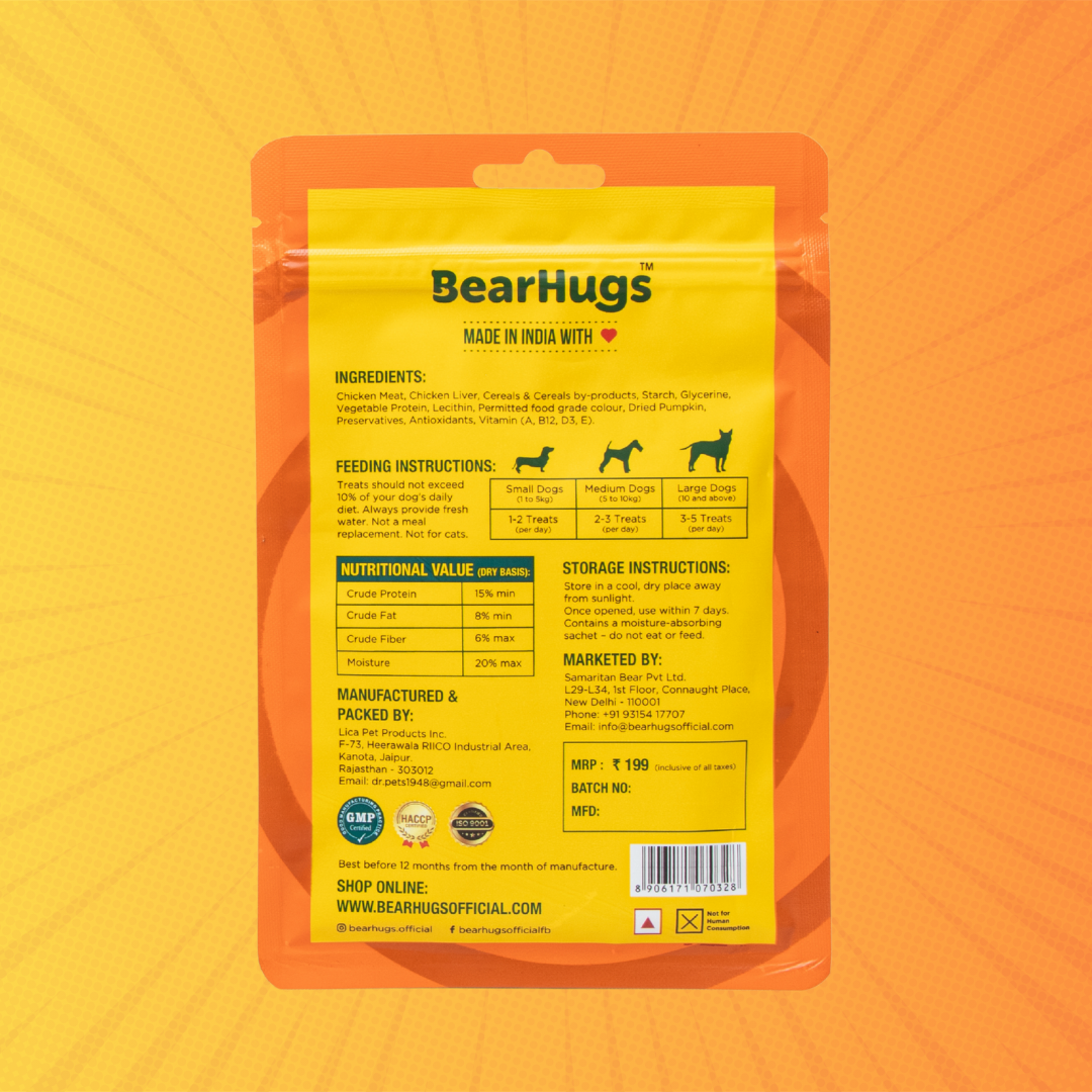 BearHugs Chicken & Pumpkin Soft & Chewy Sticks Dog Treats