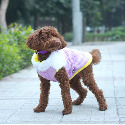 Pets Way Reversible Cozy Quilt Fur Winter Jacket for Dogs (Lavender)