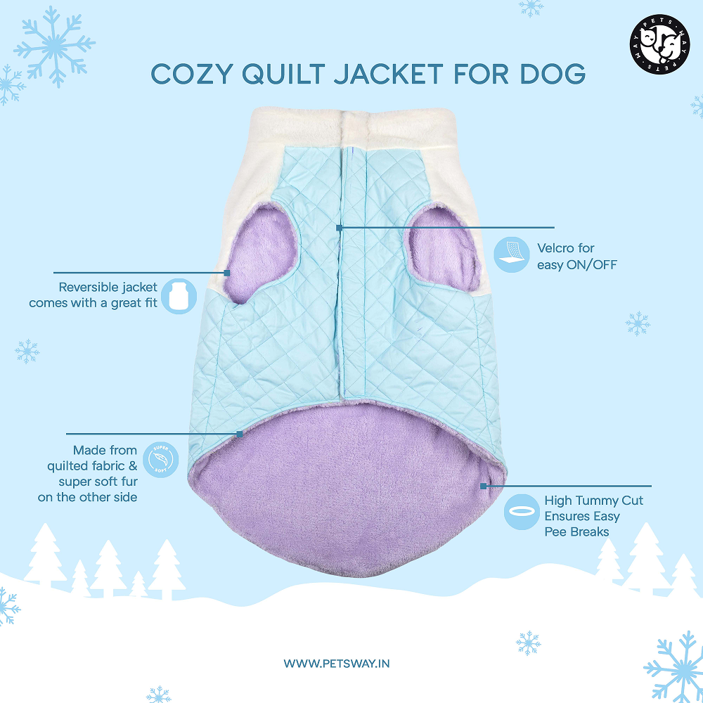 Pets Way Cozyquilt Winter Jacket for Dogs (Sky)
