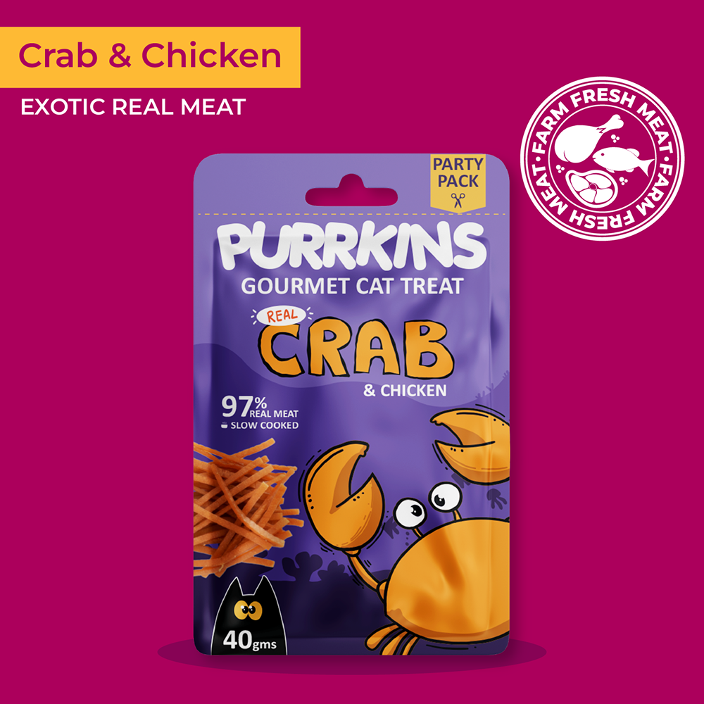 Purrkins Crab & Chicken Soft Jerky Cat Treats