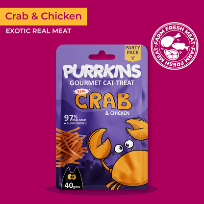 Purrkins Crab & Chicken Soft Jerky Cat Treats