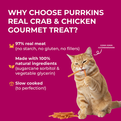 Purrkins Crab & Chicken Soft Jerky Cat Treats