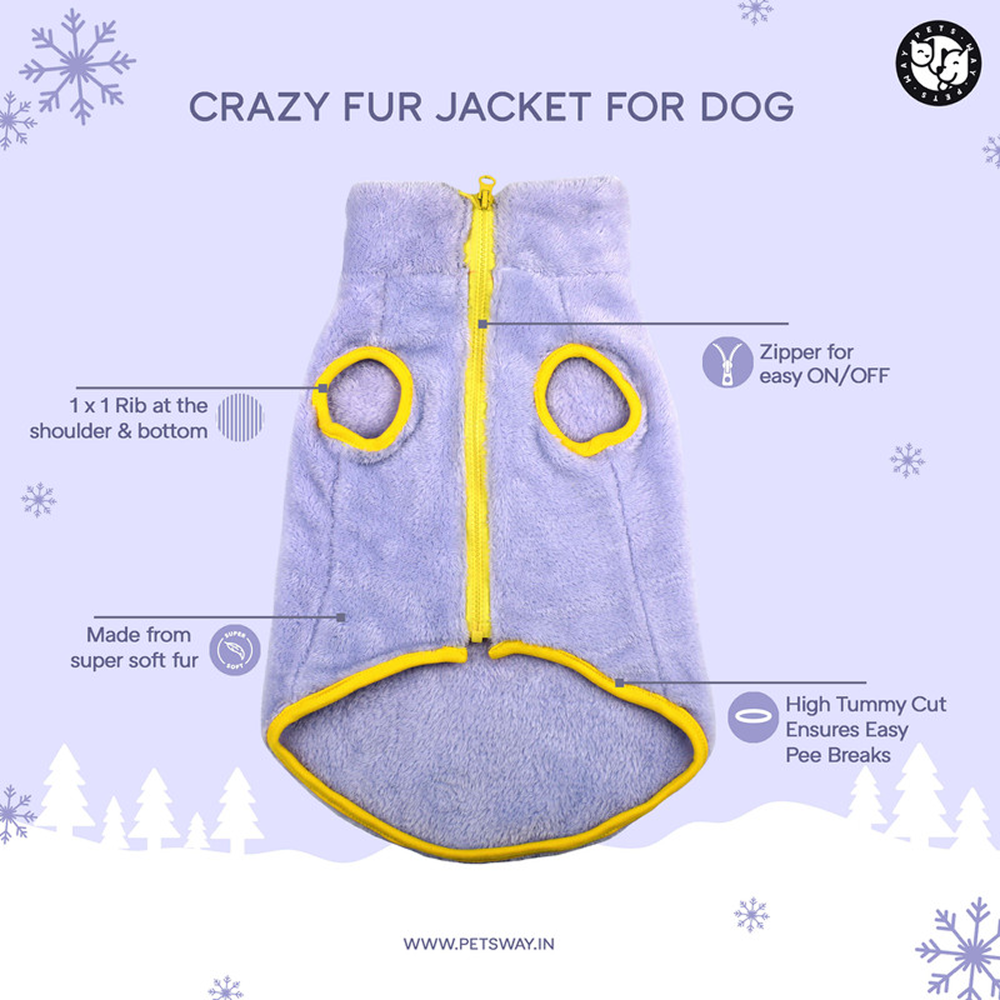 Pets Way Crazy Fur Winter Jacket for Dogs (Dust Blue)