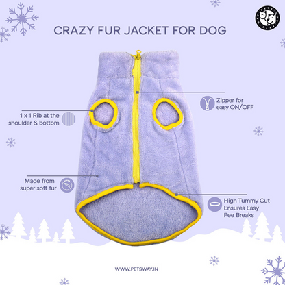 Pets Way Crazy Fur Winter Jacket for Dogs (Dust Blue)