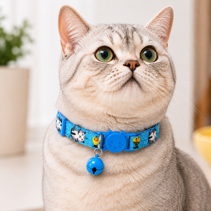 Talking Dog Club Everyday Collar with Unicorn Cat Bell for Cats (Blue)