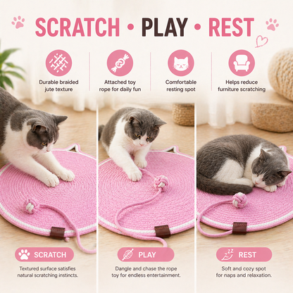 Talking Dog Club Rope Scratching Mat for Cats (Pink)