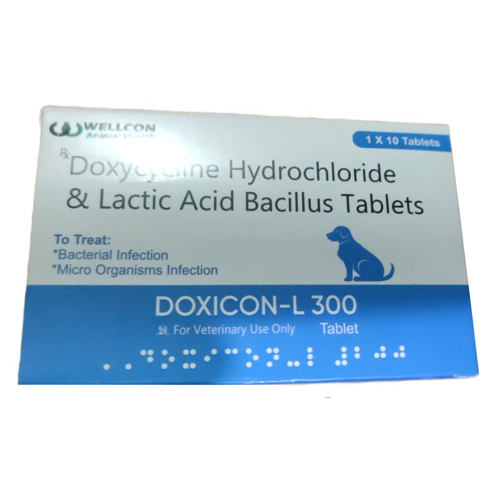 Wellcon Doxicon L 300mg Tablet (Doxycycline & Lactic Acid) for Dogs