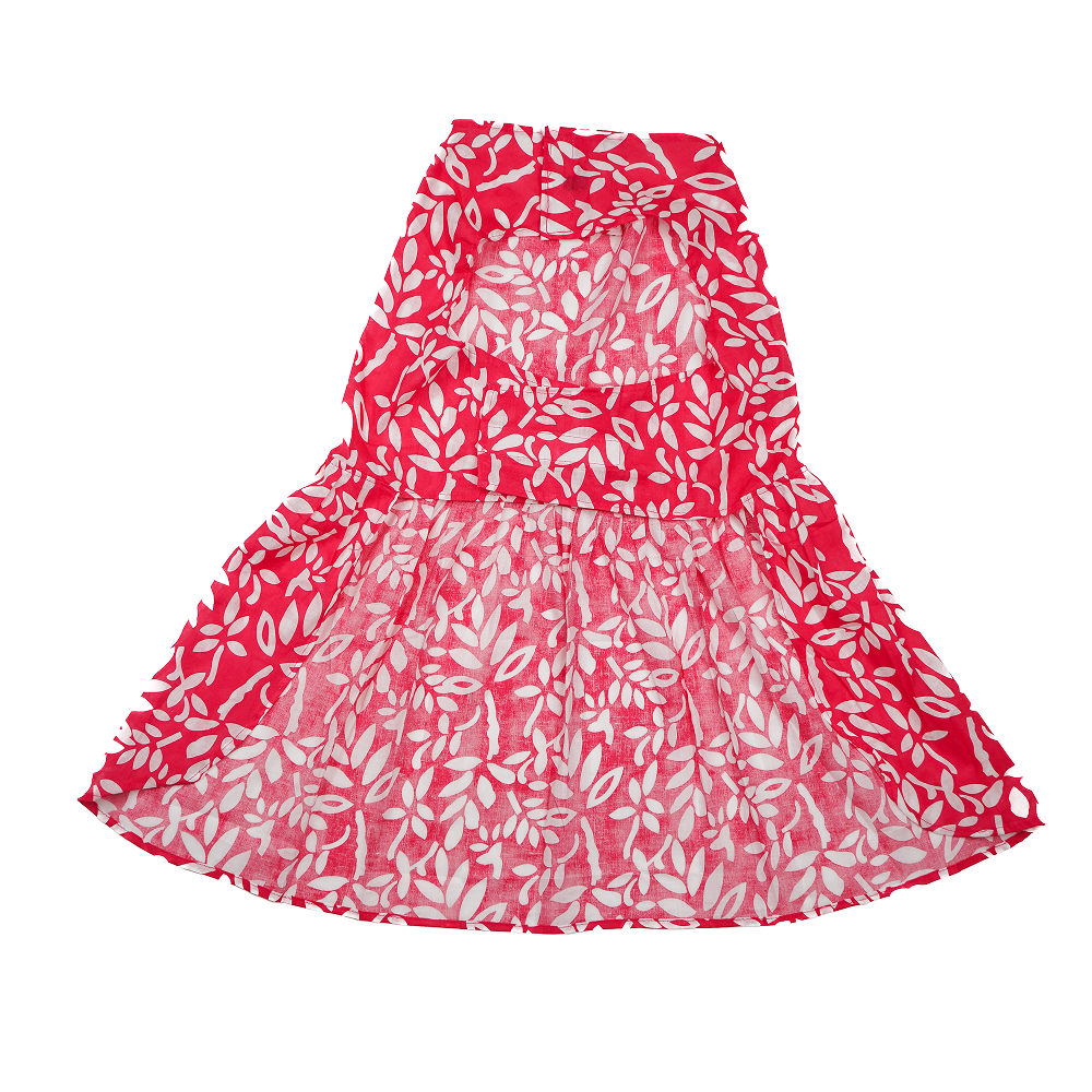Skatrs Cotton Dress for Dogs and Cats (Hot Pink and White)