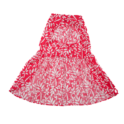 Skatrs Cotton Dress for Dogs and Cats (Hot Pink and White)